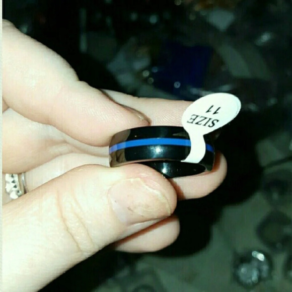 Other - Blue line black ring size 11 men police